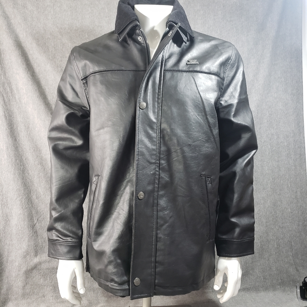 AE Di Milano Faux Leather Jacket Black Mens Size M